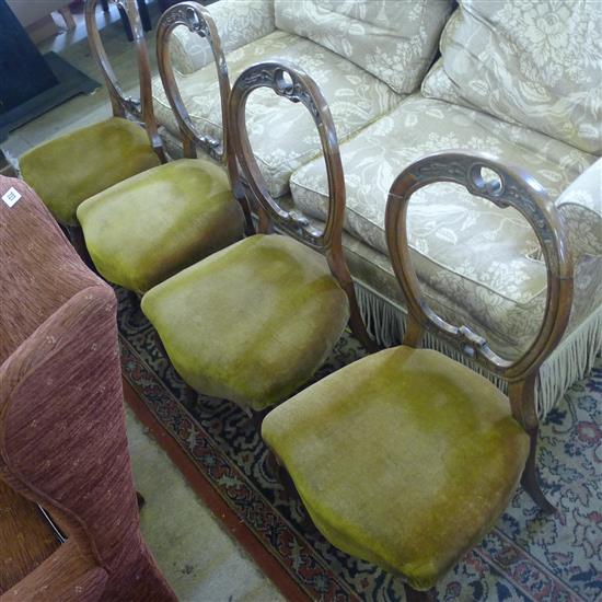 4 Victorian mahogany spoonback dining chairs